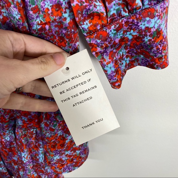 FOR LOVE AND LEMONS Shiloh red purple floral bloom ruffle mini dress - Picture 10 of 11